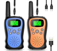Talkie Walkie Enfants Rechargeable, Pakinui Talkie Walkie Longue Portée 3 KM avec Batterie 1000mAh, Ensemble de 2 Talki Walki avec Lampe de Poche VOX pour l'extérieur, Le Camping, La Randonnée