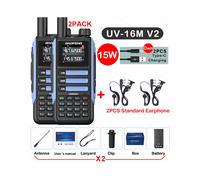 Talkie-walkie étanche 15 W, portée 50 km, prise USB, bleu - Kit 2