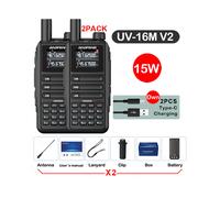 Talkie-walkie étanche 15 W, portée 50 km, prise USB, noir - Kit 1