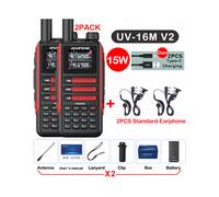 Talkie-walkie étanche 15 W, portée 50 km, prise USB, rouge - Kit 2