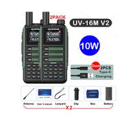 Talkie-walkie étanche 15 W, portée 50 km, prise USB, vert - Kit 1