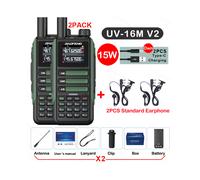 Talkie-walkie étanche 15 W, portée 50 km, prise USB, vert - Kit 3