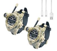 Talkie Walkie pour Enfants, YDI Rechargeable Montre Walkie Talkie Deux Voies Longue Portée avec Lampe de Poche, Camping Randonnée Jouets d'extérieur, Cadeaux pour Filles et Garçons, 2 Paquets