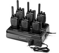 Talkie walkie Professionnel Longue portée PMR446 Radio, pofung PT88E radiocommunication Rechargeable 6 canaux Chargeur en Vrac Professionnel sans Licence Walky interphone Casque (Noir, 6 pcs)