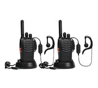 Talkie Walkie PT88E PMR446 sans Licence 16 Canaux, Rechargeable avec Chargeur USB, Lampe de Poche LED, Talkie Walkie Professionnel avec Oreillette pour la Famille, l'école (2pcs, Noir)