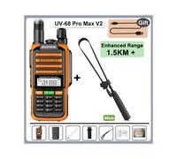 Talkie-walkie UV-68 Pro Max V2 (Orange-48 cm) 10 W IP68 étanche 8 800 mAh longue portée 50 km Type-C