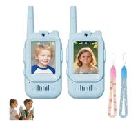 Talkie-walkie vidéo for enfants avec caméra et écran d'affichage, prend en charge la vidéo et le changeur de voix, talkie-walkie longue portée for garçons et filles, for Noël et anniversaire(2pcsBlue)