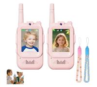 Talkie-walkie vidéo for enfants avec caméra et écran d'affichage, prend en charge la vidéo et le changeur de voix, talkie-walkie longue portée for garçons et filles, for Noël et anniversaire(2pcspink)