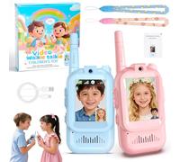 Talkie-walkie vidéo pour enfants,Lot de 2 talkies-walkies vidéo rechargeables pour enfants avec grande portée,Caméra et modulateur de voix, jeux de jardin, camping,Cadeaux de Pâques pour garçons&fille