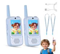Talkie-walkie vidéo pour Enfants, Lot de Deux avec Fonction de Modification de la Voix, idéal pour Jouer à l'intérieur, partir en Camping et Organiser des fêtes d'anniversaire (Bleu + Bleu)