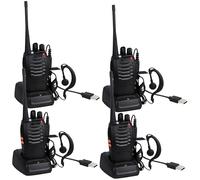 Talkies-walkies, 4 unités, 16 canaux, fonction lampe torche, adaptés à une utilisation en extérieur, couleur noire