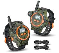 Talkies-walkies rechargeables USB, montre Talkie Walkie à longue portée à deux sens avec boussole, lampe de poche et heure réglable & Date, équipement de camping portable pour les enfants 1 paire