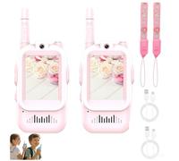 Talkies-Walkies VidéO Pour Enfants,2 Pack Consoles Portables Avec CaméRa,Jouet Interactif Bidirectionnel,Changeur Voix,Chat En Temps RéEl,Jeux Famille,D'ExtéRieur,Jardin,Cadeau D'Anniversaire(Pink+Pin
