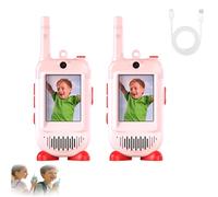 Talkies-Walkies VidéO Pour Enfants,Longue PortéE,Rechargeables Avec Appareil Photo Et Changeur De Voix,Jouets éDucatifs Enfants 3 à 12 Ans,Cadeaux GarçOns Filles Les Aventures En Plein Air(Color:Pink+