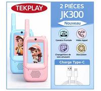 Talkies-Walkies vidéo TEKPLAY - Fonction changement voix amusant - Communication interactive - Portée 400 m - Ecran 2 pouces