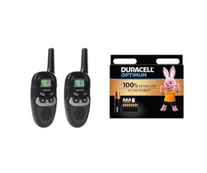 TalkieWalkieTopcomRC-6410-Portée:jusqu'à6km-Nombredecanaux:8 + Piles AAA Duracell Optimum (lot de 8) - Piles Alcalines 1,5V - Jusqu’à 100% plus longtemps ou plus puissant - Alimentez vos appareils éne