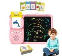 Talking Flash Cards, 2-in-1 Pocket Speech Cards, Educational Audible Learning with Interactive Reading Device, Drawing Tablet for, Preschool, Kids Learning, 9.45x6.69x0.59 in