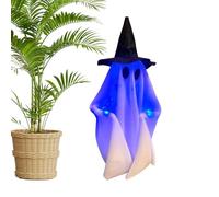 Talking Halloween Ghost, Halloween Hanging Chain Ghosts Decorations Outdoor, Walking Spooky Figurine Witch Hat Ghost Halloweeen Lighted Decor for Garden Porch Patio Lawn Yard Home Party Haunted House