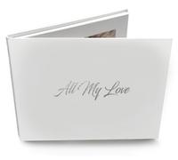 Talking Print Livre de mémoire vidéo HD IPS 7" - « All My Love » argenté sur la couverture - Brochure vidéo A5 à dos rigide - 4 Go de mémoire, permet 4 heures de lecture