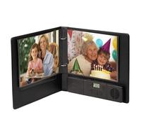 Talking Products, enregistrement vocal et album photo MP3. 2 heures d'enregistrement. Couverture en simili cuir et 30 pages de 7x5". Créez un livre de souvenirs ou un livre de bienvenue pour adoption