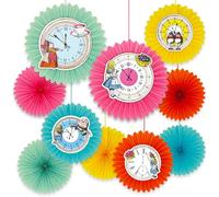 Talking Tables 10x Alice au pays des merveilles - Horloge lumineuse et curieuse - Décoration à suspendre en papier pour anniversaires d'enfants, goûter du Chapelier fou, baby shower