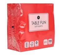 Talking Tables 100 x Serviettes en papier souple rouge pour Noël, anniversaires, mariages, enterrements de vie de jeune fille, restauration, jetables fabriquées dans l'UE, 2 épaisseurs 33 cm