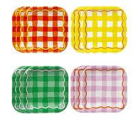 Talking Tables Lot de 12 assiettes vichy orange, jaune, vert et violet Vaisselle en papier coloré pour Pâques, fête d'anniversaire, pique-nique, été EVERY-PLATE-MIX