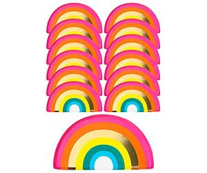 Talking Tables 12 x Assiettes en papier arc-en-ciel pour fête d'anniversaire, plats jetables solides et durables pour la célébration de la fierté, vaisselle colorée pour enfants et adultes