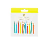 Talking Tables 12 x Bougies Flamme Multicolores pour Gateau Anniversaire - Bougies Magiques Arc-en-Ciel, Flammes Colorées, Pack de 12 avec Supports