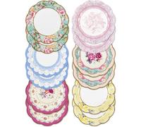 Talking Tables Lot de 12 - 17cm, Assiettes en Papier, Style Ancien, Motifs Florale | Parfait pour Anniversaire, Baby Shower, Mariage