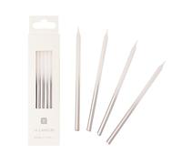 Talking Tables Bougies d'anniversaire avec supports, décorations de gâteau pour anniversaire, mariage, longues et hautes 10cm, paquet de 16, blanc et argent