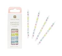 Talking Tables UK Lot de 16 jolies bougies pastel pour gâteau d'anniversaire avec petites fleurs Idéal pour décoration de table de Pâques Printemps été Célébration Emballage sans plastique