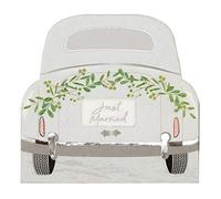 Talking Tables 16 Serviettes de Mariage Just Married pour Gâteau | Serviettes en Forme de Voiture avec Design Couronne, 16,5 cm - Décorations de Table