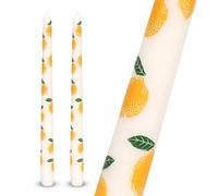 Talking Tables 2 x bougies hautes effilées design citrons 23cm en cire déco élégante pour centre de table et ambiance estivale non parfumées emballage éco durée de combustion prolongée
