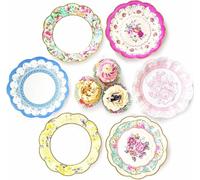 Talking Tables Lot de 24 jolies assiettes en carton à motif floral | Décorations jetables pour fête des mères, fête des mères, goûter, plats jetables pour anniversaire, fête prénatale, mariage