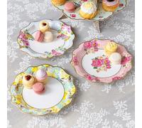 Talking Tables 24 x Assiettes en papier jetables à motifs floraux vintage, vraiment délicieuses pour un anniversaire, un goûter, une baby shower, Bridgerton Decoration, un mariage, des couverts