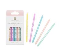 Talking Tables 24x Bougies Anniversaire Pastel pour Gâteau - Happy Birthday Cupcakes - Cinq Couleurs Douces, Emballage sans Plastique, Conçues au Royaume-Uni