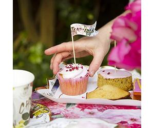 Talking Tables 24x Drapeaux Alimentaires Floraux sur Bâtonnets - Fanions Canapé Buffet, Toppers Gâteaux, Picks Apéritif, Afternoon Tea, Anniversaire