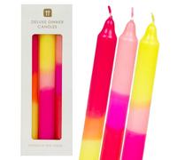 Talking Tables Lot de 3 bougies effilées non parfumées Rose fluo Orange et jaune, Sherbut en Marbre