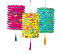 Talking Tables Lot de 3 Lanterns Chinoises | Rose, Jaune et Bleu, Décoration Suspendue pour Anniversaire, Fêtes Mexinaine, Jadin, Thème Encanto, Lanterne Bohémienne