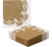 Talking Tables 40 x serviettes en papier jetables de qualité supérieure, solides et douces, design élégant, recyclables pour Noël, fête, mariage, anniversaire de mariage-33 cm, Or