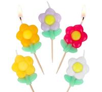 Talking Tables 5 x Bougies d'Anniversaire Fleur Marguerite pour Gâteaux Décoration Qualité Premium Couleurs Florales Hauteur 4 cm Emballage Recyclé