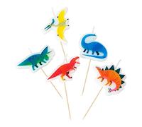 Talking Tables 5x Bougies Anniversaire Dinosaure pour Gâteau, Cupcake - Déco Fête Enfant, Garçon, Fille - Set Coloré Dino - 3,5 x 6 cm