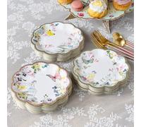 Talking Tables 60 x Assiettes en Papier Fée 3 Designs Floraux et Papillons Assiettes Fête Filles Baby Shower Garden Party Tea Party Vintage Anniversaire 17,8 cm