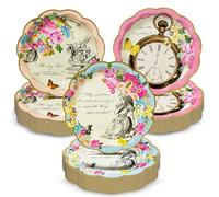 Talking Tables 60 x Assiettes en Papier Jetables Thème Alice au Pays des Merveilles pour Tea Party du Chapelier Fou, Anniversaire, Baby Shower, Fête des Mères, 17 cm