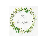 Talking Tables All for Love Lot de 16 Serviettes de Table pour gâteau de Mariage, fête de fiançailles, fête prénuptiale, Anniversaire de Mariage Motif Couronne Blanche