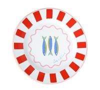 Talking Tables Assiette Plate Émaillée Faite Main 25cm Design Sardine Légère, Vaisselle Extérieure Estivale pour Pique-Nique et Camping
