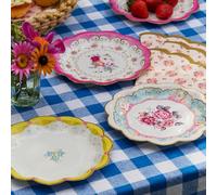 Talking Tables Assiettes Jetables Florales Vintage - Lot de 24 pour Anniversaire Truly Scrumptious, Garden Party, Baby Shower, Mariage - Carton Roses (17 cm)