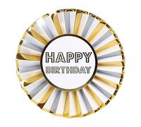 Talking Tables Badge Anniversaire Doré Chic pour Fête et Toutes Occasions - Inscription Happy Birthday - Dimensions: 7,5 cm x 7,5 cm
