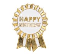 Talking Tables Badge Happy Birthday Or Blanc Émail Métal Rosette Réutilisable Accessoire Fille Adulte Enfant 16e 18e 21e Anniversaire 4.5 cm Diamètre